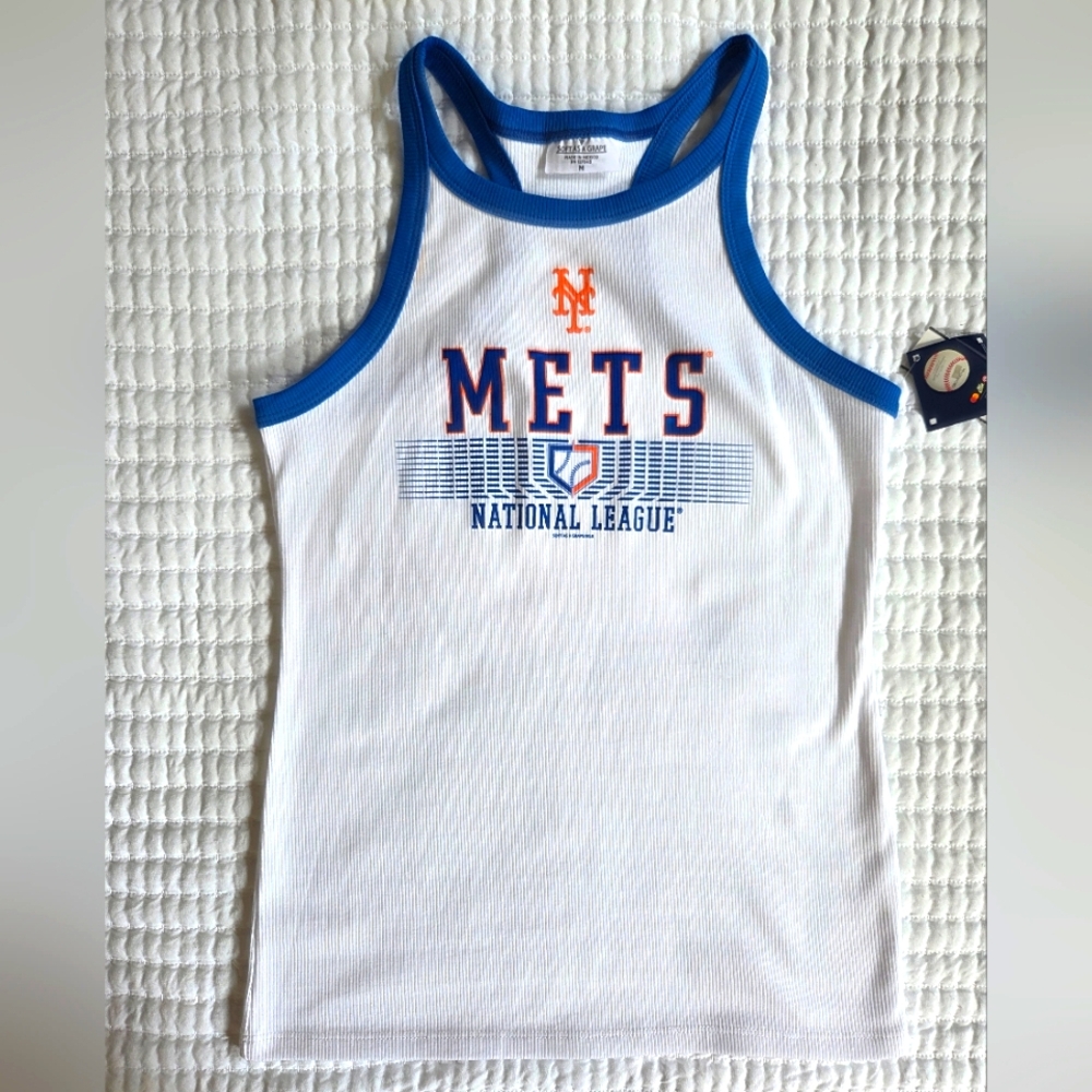 Soft As A Grape Women's New York Mets White Ribbed Tank Top M NWT